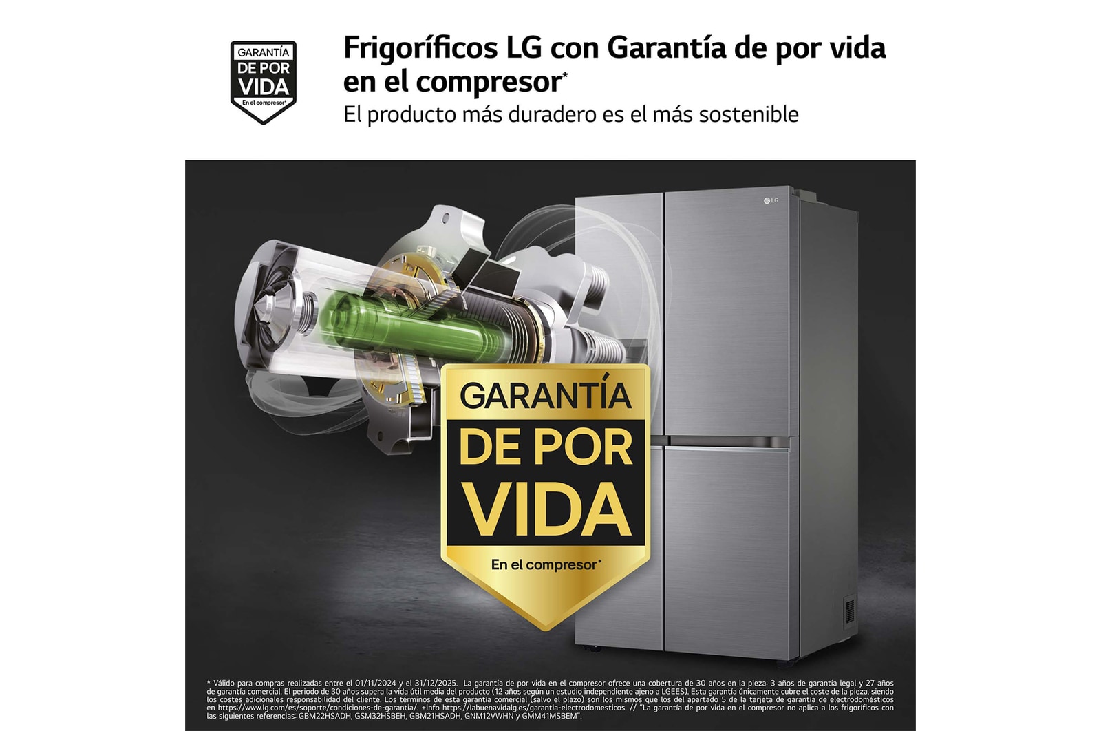 LG Frigorífico Side By side Serie 700, Inverter Linear compressor,  Clasificación D, 635 L, sin toma de agua                 , GSLV71PZTD