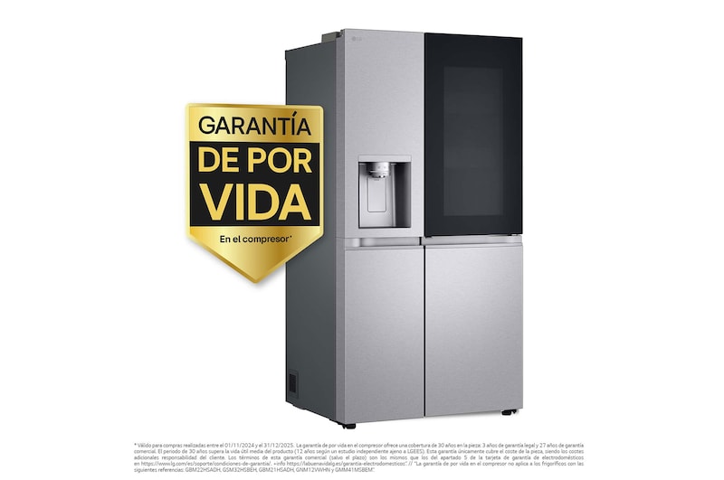 LG Frigorífico Side By side  Serie 900, Instaview Door-In-Door, con Craft Ice, Acero texturizado antihuellas.  D, 628 L, GSXE90MBDD.AMBQEUR