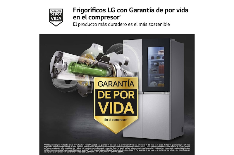 LG Frigorífico Side By side  Serie 900, Instaview Door-In-Door, con Craft Ice, Acero texturizado antihuellas.  D, 628 L, GSXE90MBDD.AMBQEUR