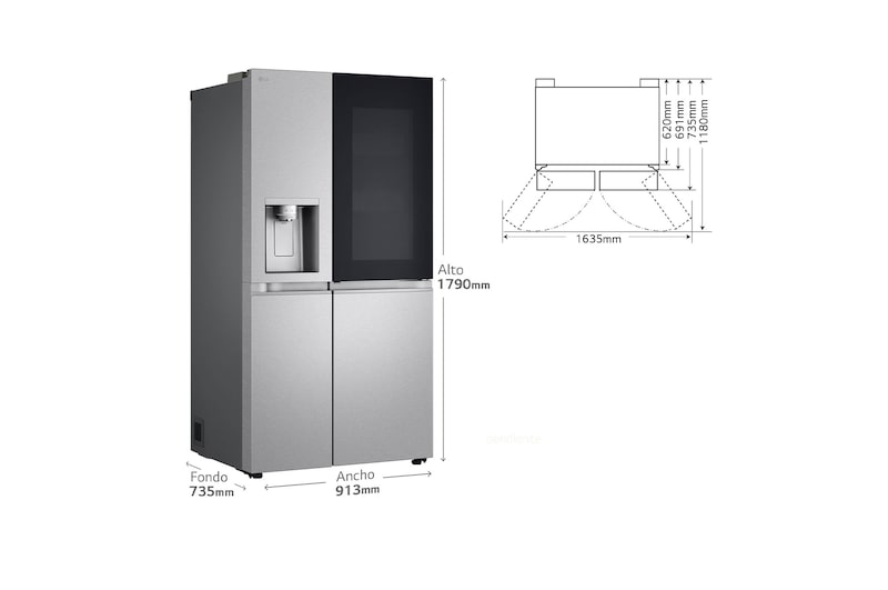 LG Frigorífico Side By side  Serie 900, Instaview Door-In-Door, con Craft Ice, Acero texturizado antihuellas.  D, 628 L, GSXE90MBDD.AMBQEUR