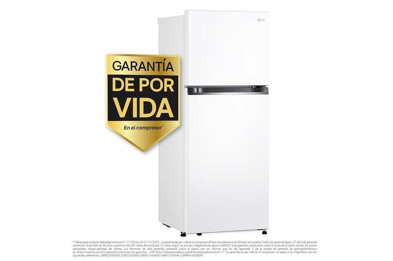 LG Frigorífico Dos Puertas 1,45m, Clasificación E, Total No Frost, Door Cooling - Blanco, GTBV22SWGKD