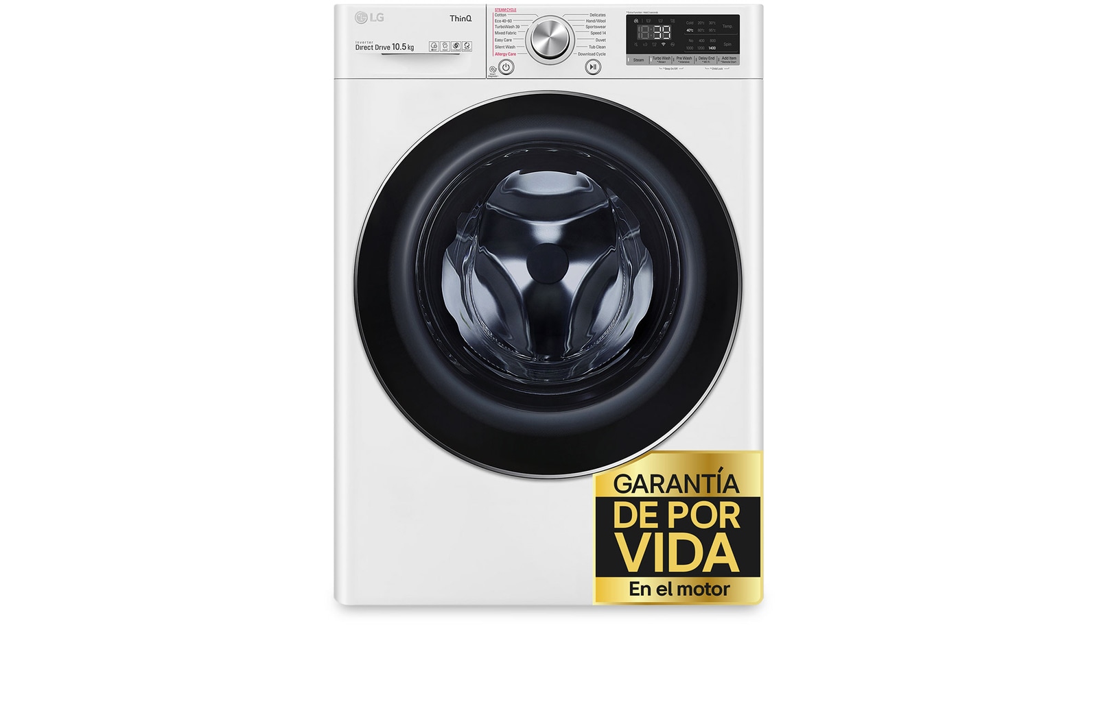 Vista frontal de Outlet Lavadora inteligente AI Direct Drive 10.5kg, 1400rpm, Clasificación A, Blanca, Serie 700 F4WV7010S2W.OUTLET