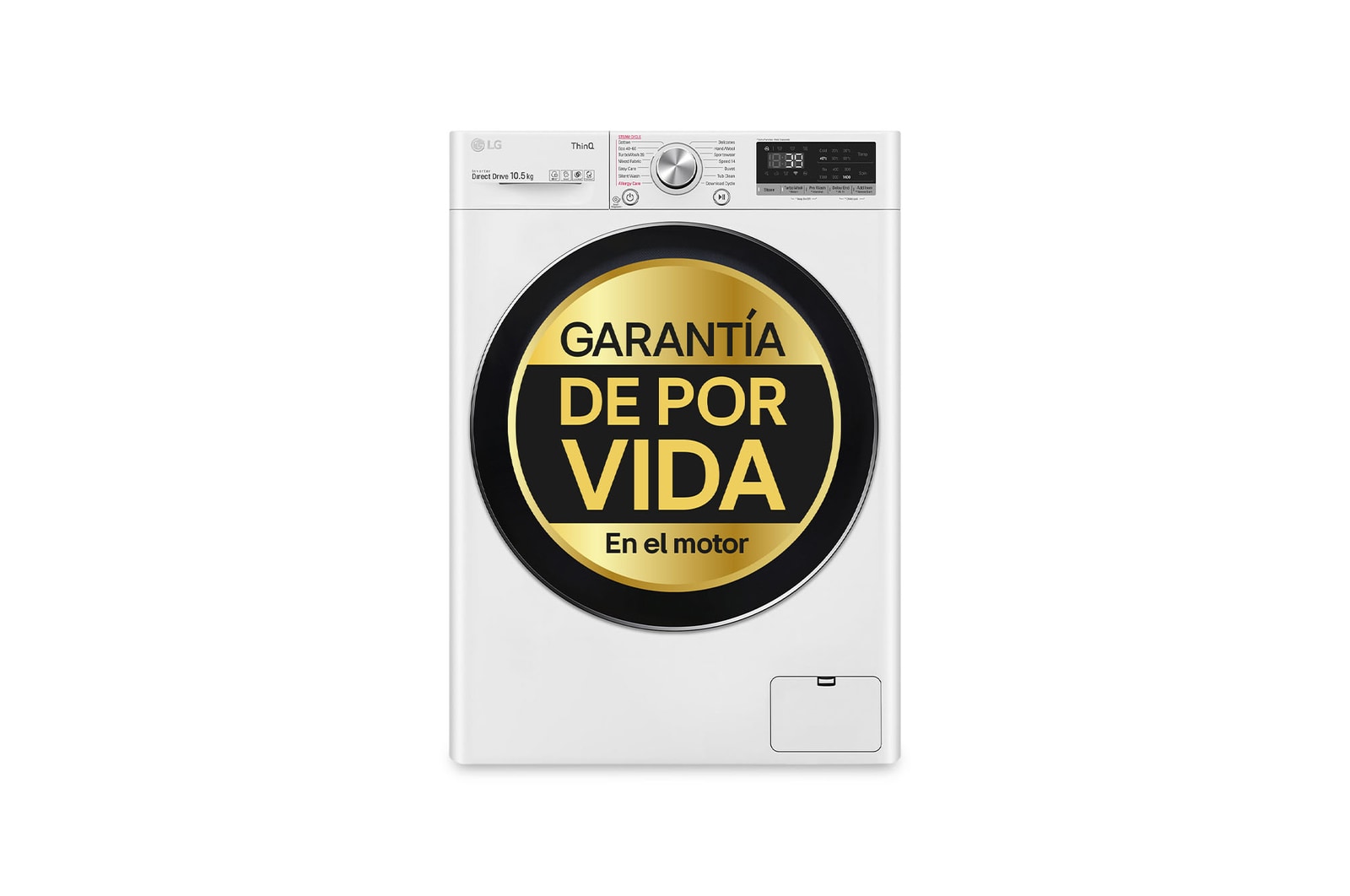 LG Lavadora inteligente AI Direct Drive 10.5kg, 1400rpm, Clasificación A, Blanca, Serie 700, F4WV7010S2W