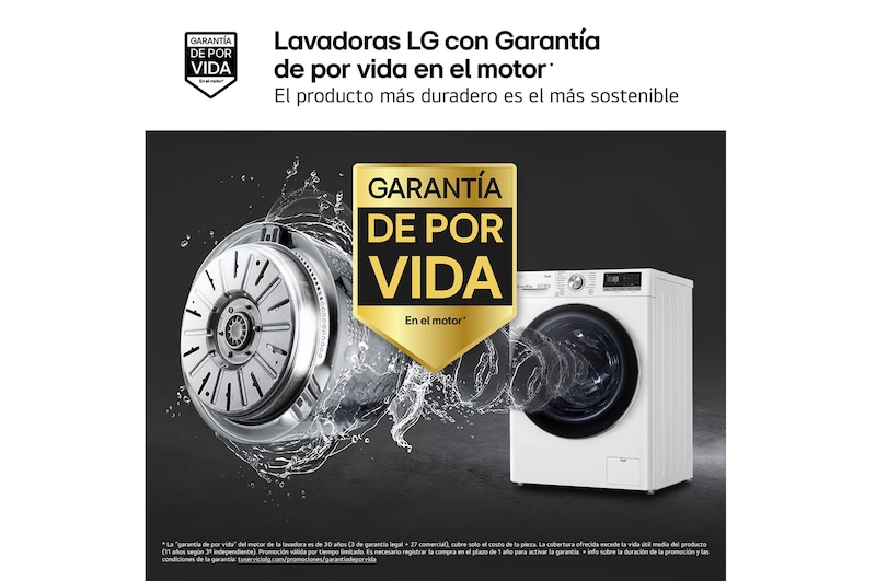 LG Lavadora inteligente AI Direct Drive 10.5kg, 1400rpm, Clasificación A, Blanca, Serie 700, F4WV7010S2W