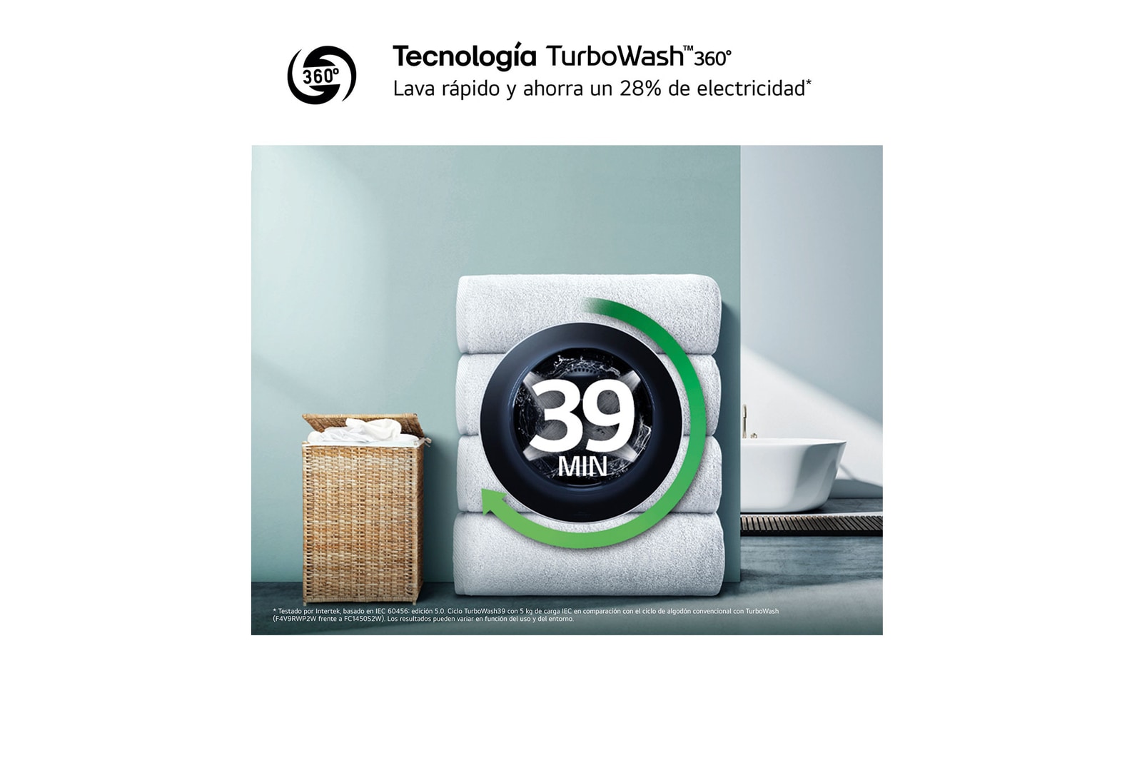 LG Lavadora inteligente AI Direct Drive 10.5kg, 1400rpm, Clasificación A, Blanca, Serie 700, F4WV7010S2W