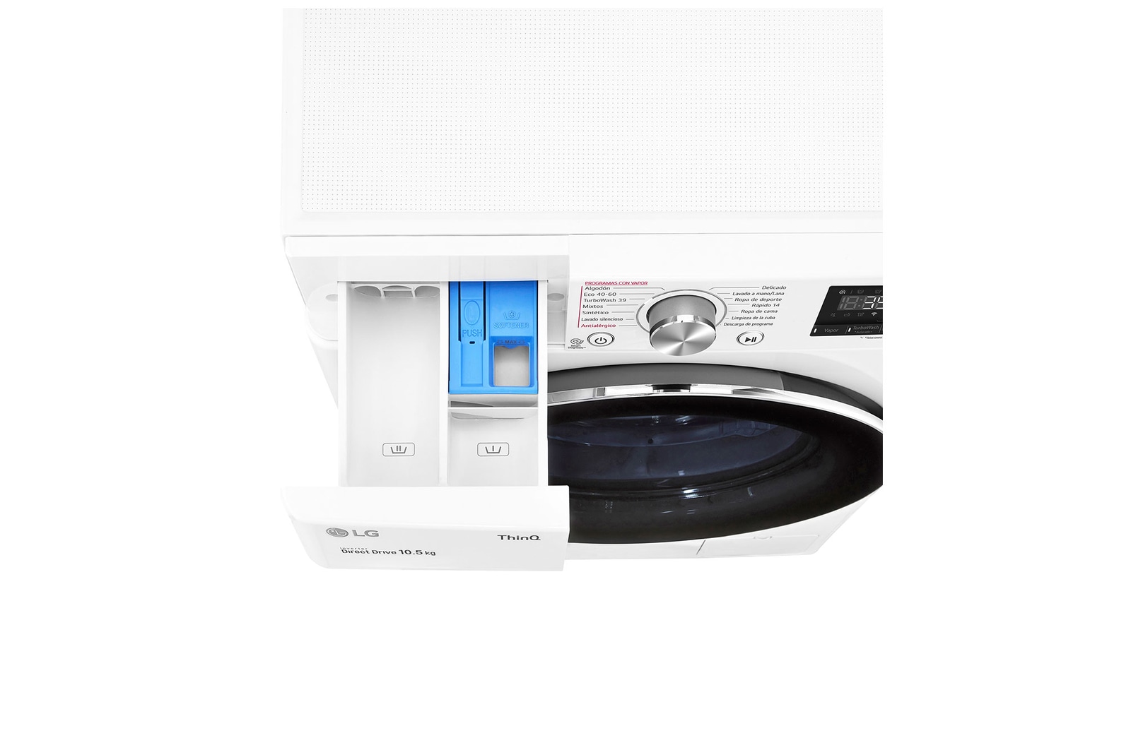 LG Lavadora inteligente AI Direct Drive 10.5kg, 1400rpm, Clasificación A, Blanca, Serie 700, F4WV7010S2W