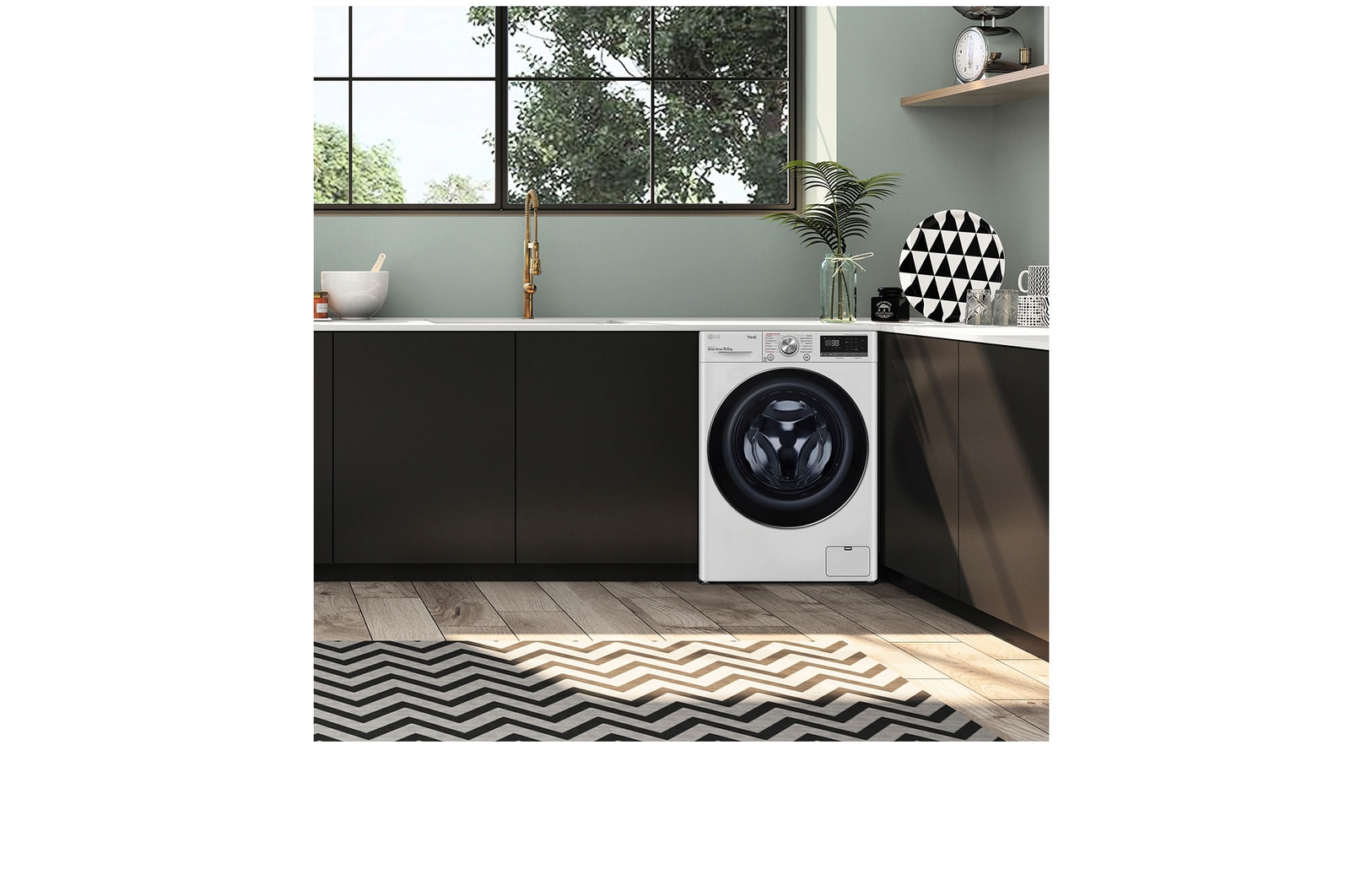 LG Lavadora inteligente AI Direct Drive 10.5kg, 1400rpm, Clasificación A, Blanca, Serie 700, F4WV7010S2W