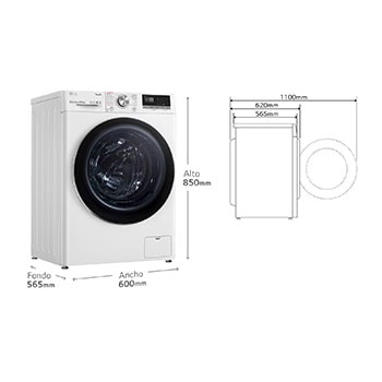 LG Lavadora inteligente AI Direct Drive 10.5kg, 1400rpm, Clasificación A, Blanca, Serie 700, F4WV7010S2W