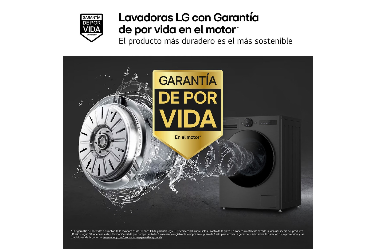 LG Lavadora Inteligente | LG F4X7009TBB, AI Direct Drive, TurboWash 360º, 9kg, 1400rpm, Serie 700, Un 40% más eficiente que A, Negro mate, F4X7009TBB
