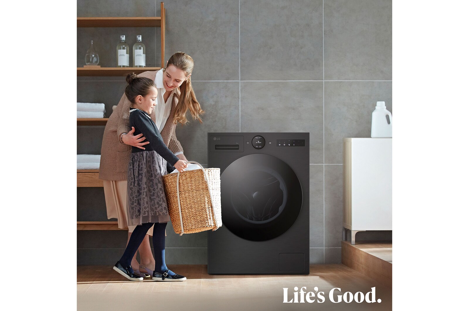 LG Lavadora Inteligente | LG F4X7009TBB, AI Direct Drive, TurboWash 360º, 9kg, 1400rpm, Serie 700, Un 40% más eficiente que A, Negro mate, F4X7009TBB