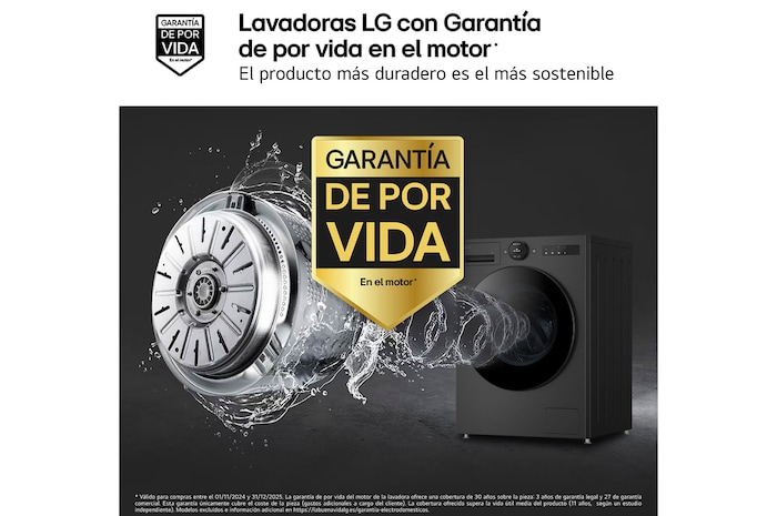 LG Outlet Lavadora Inteligente | LG F4X7009TBB, AI Direct Drive, TurboWash 360º, Selector LCD, 9kg, 1400rpm, Serie 700, Un 40% más eficiente que A, Negro mate, F4X7009TBB.OUTLET