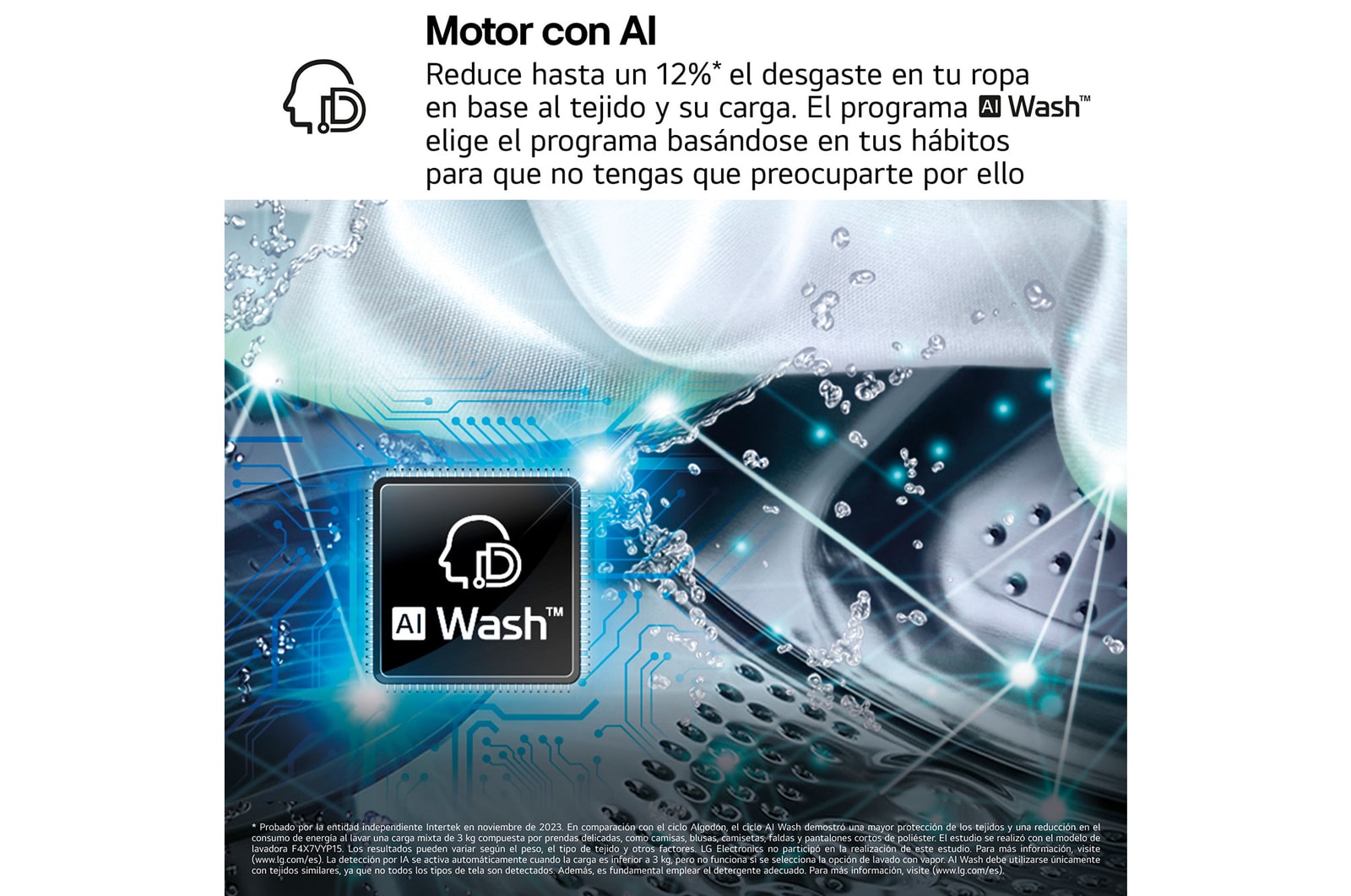 LG Lavadora Inteligente | LG F4X7013TWS, AI Direct Drive, TurboWash 360º, 13kg, 1400rpm, Serie 700, Un 40% más eficiente que A, Blanca, F4X7013TWS