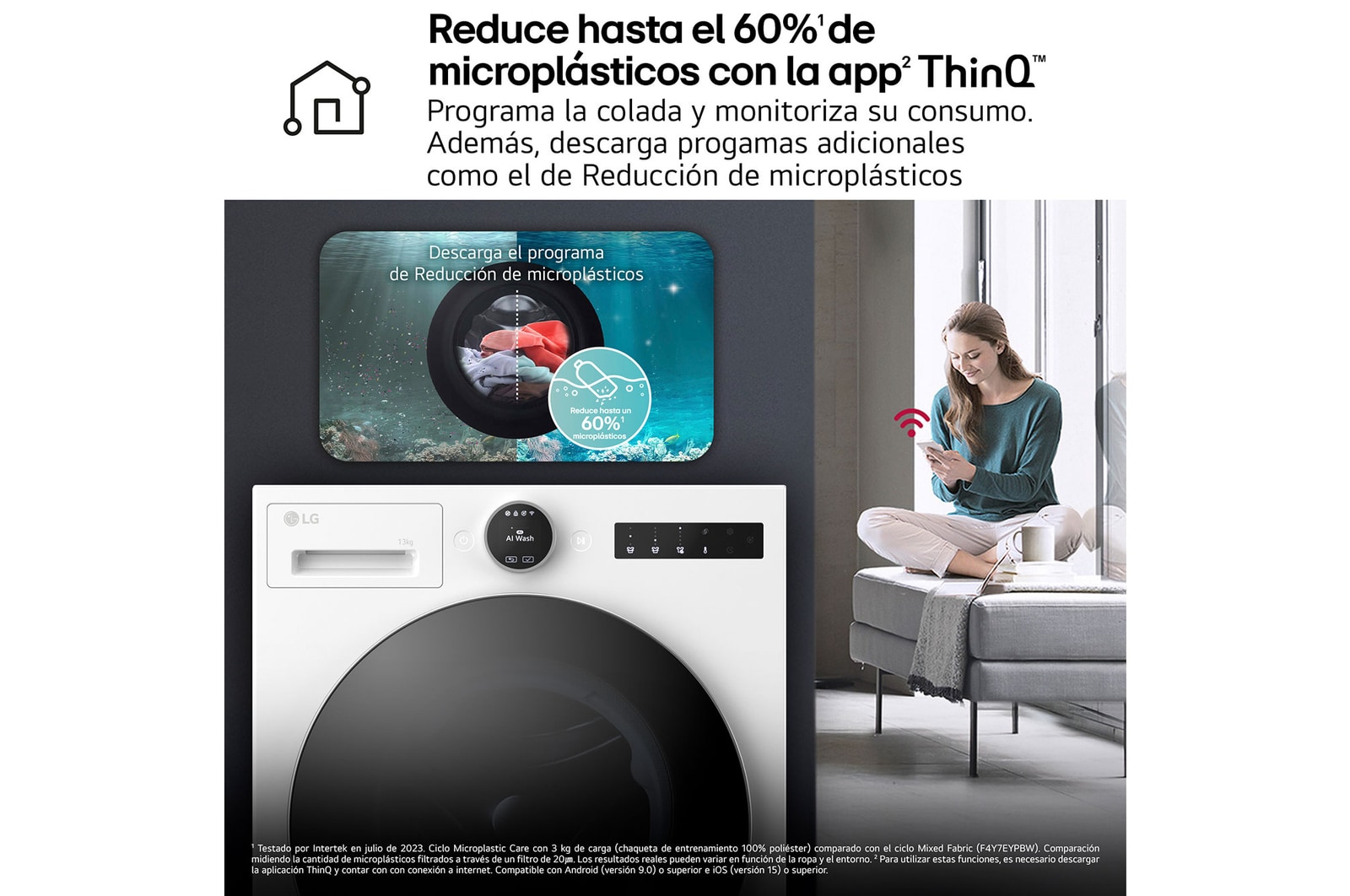 LG Lavadora Inteligente | LG F4X7013TWS, AI Direct Drive, TurboWash 360º, 13kg, 1400rpm, Serie 700, Un 40% más eficiente que A, Blanca, F4X7013TWS