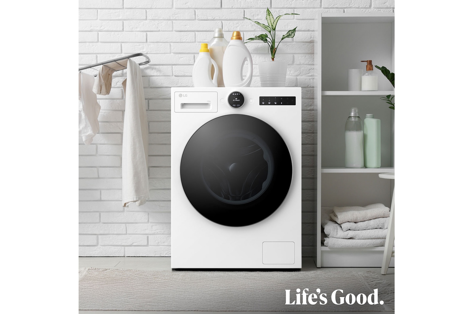 LG Lavadora Inteligente | LG F4X7013TWS, AI Direct Drive, TurboWash 360º, 13kg, 1400rpm, Serie 700, Un 40% más eficiente que A, Blanca, F4X7013TWS