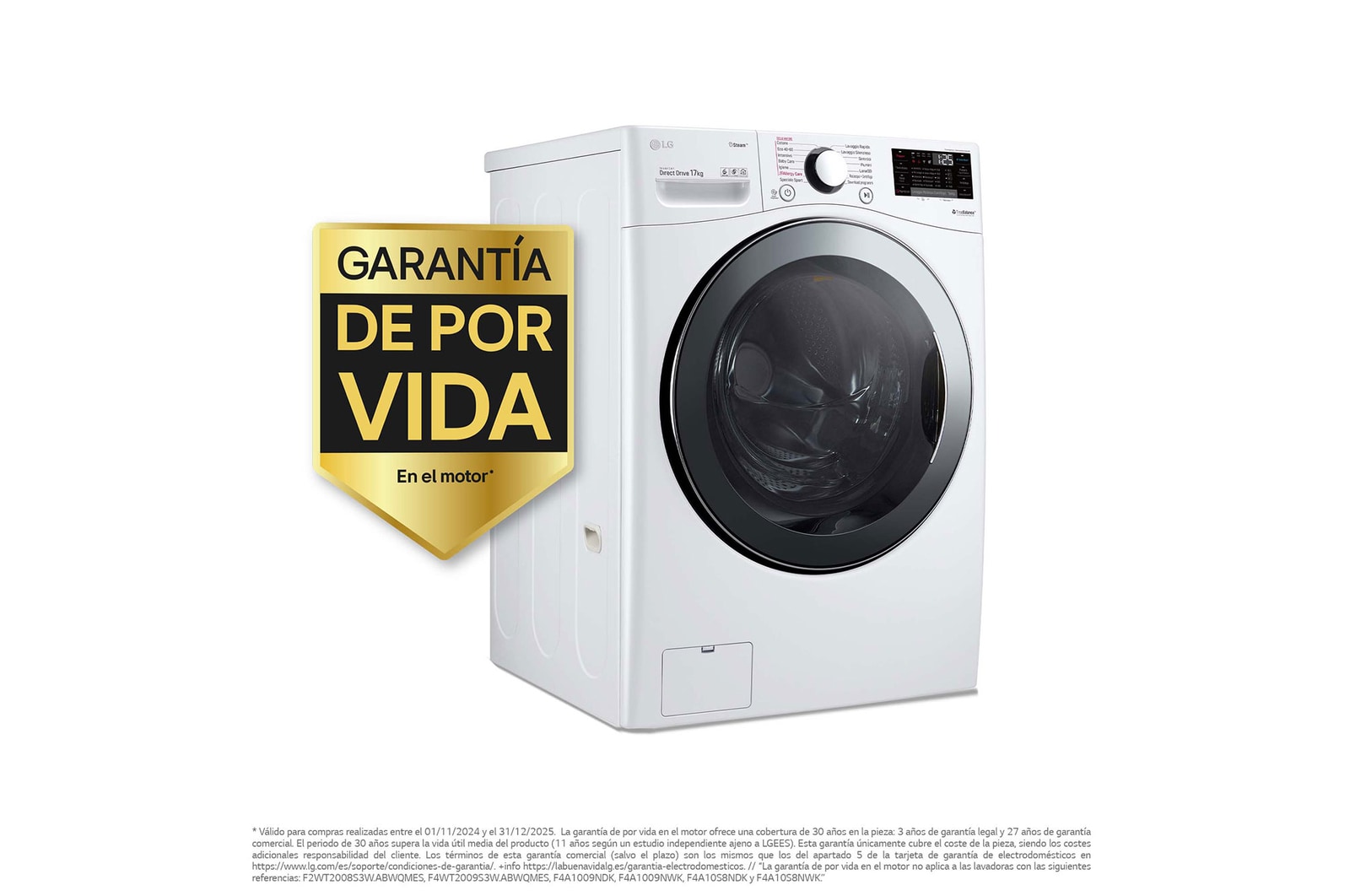 LG Lavadora LG F1P1CY2W, 17 kg, E, Blanco, 1100rpm, Serie  XXL, F1P1CY2W