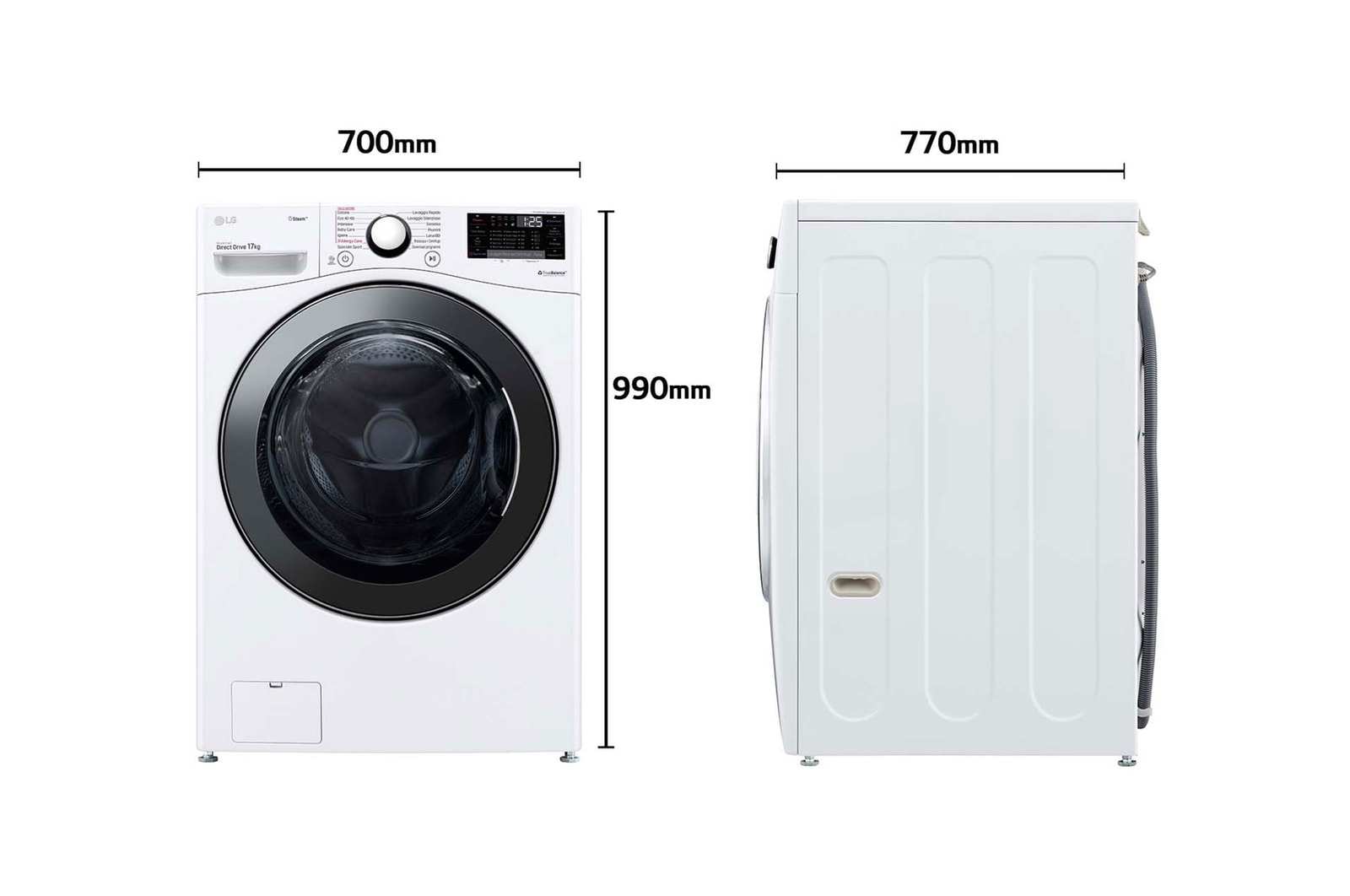 LG Lavadora LG F1P1CY2W, 17 kg, E, Blanco, 1100rpm, Serie  XXL, F1P1CY2W