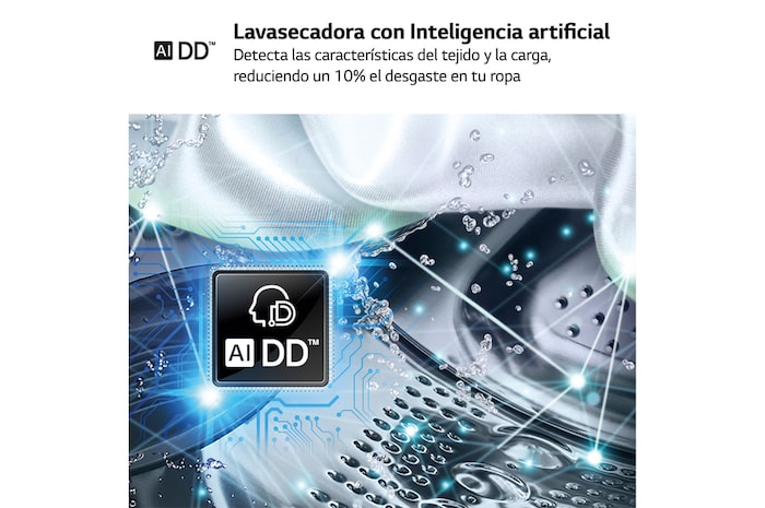 LG Lavasecadora inteligente AI Direct Drive TM, Vapor 9/5kg, 1200rpm,  Un 10% más eficiente que  A(lavado) /D(secado) Blanca, Serie Fondo especial 500 , F2DR5S09A1W