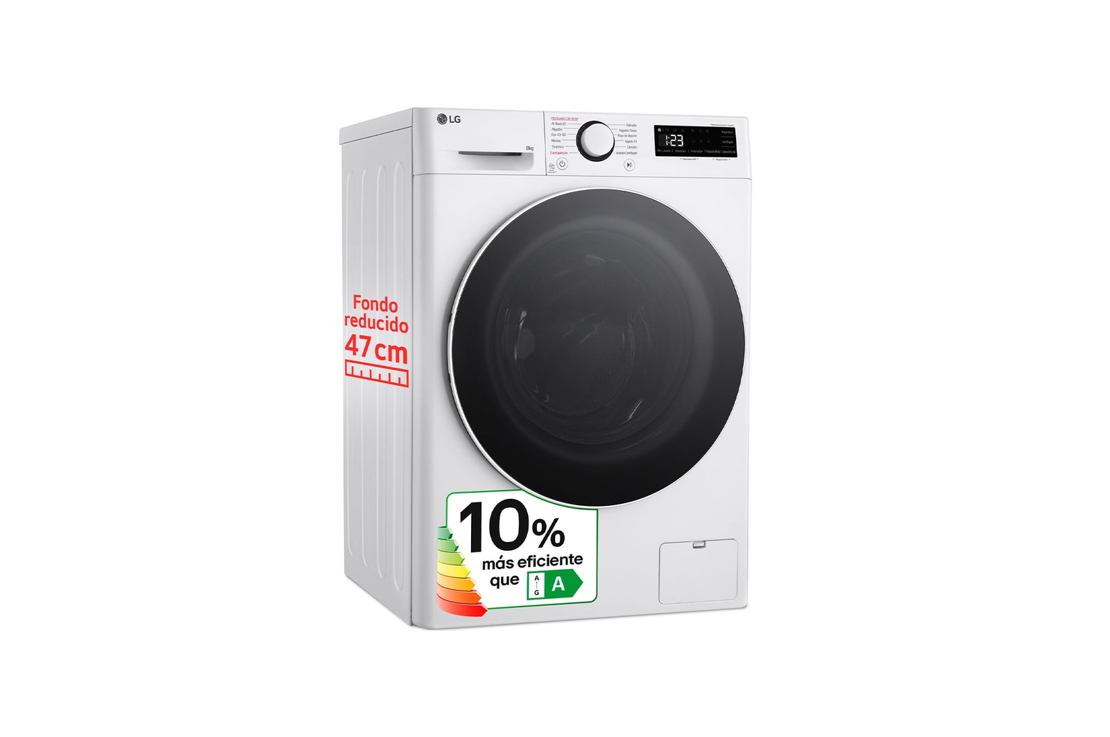 LG Lavadora inteligente AI Direct Drive,  Vapor,  8kg ,  1200rpm Un 10% más eficiente que A, Serie fondo especial 500, F2WR5S08A0W