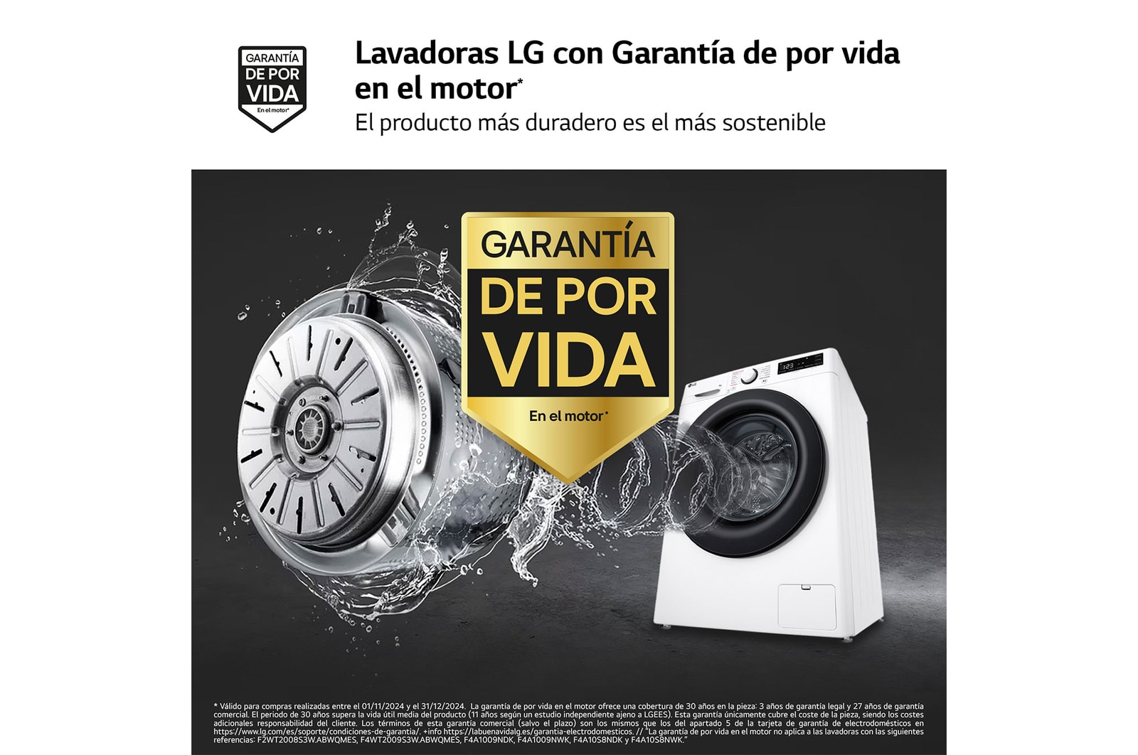 LG Lavadora inteligente AI Direct Drive,  Vapor,  8kg ,  1200rpm Un 10% más eficiente que A, Serie fondo especial 500, F2WR5S08A0W