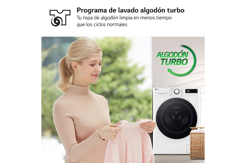 LG Lavadora inteligente AI Direct Drive,  Vapor,  8kg ,  1200rpm Un 10% más eficiente que A, Serie fondo especial 500, F2WR5S08A0W