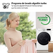 LG Lavadora inteligente AI Direct Drive,  Vapor,  8kg ,  1200rpm Un 10% más eficiente que A, Serie fondo especial 500, F2WR5S08A0W
