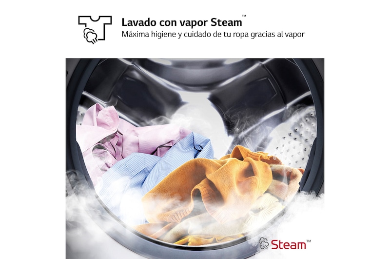 LG Lavadora inteligente AI Direct Drive,  Vapor,  8kg ,  1200rpm Un 10% más eficiente que A, Serie fondo especial 500, F2WR5S08A0W