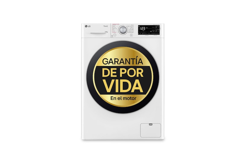 LG Lavasecadora inteligente AI Direct Drive TM, Vapor 9/6kg, 1400rpm, Un 10% más eficiente que A(lavado) /D(secado) Blanca, Serie 500, F4DR5509A1W