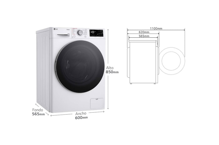 LG Lavasecadora inteligente AI Direct Drive TM, Vapor 9/6kg, 1400rpm, Un 10% más eficiente que A(lavado) /D(secado) Blanca, Serie 500, F4DR5509A1W