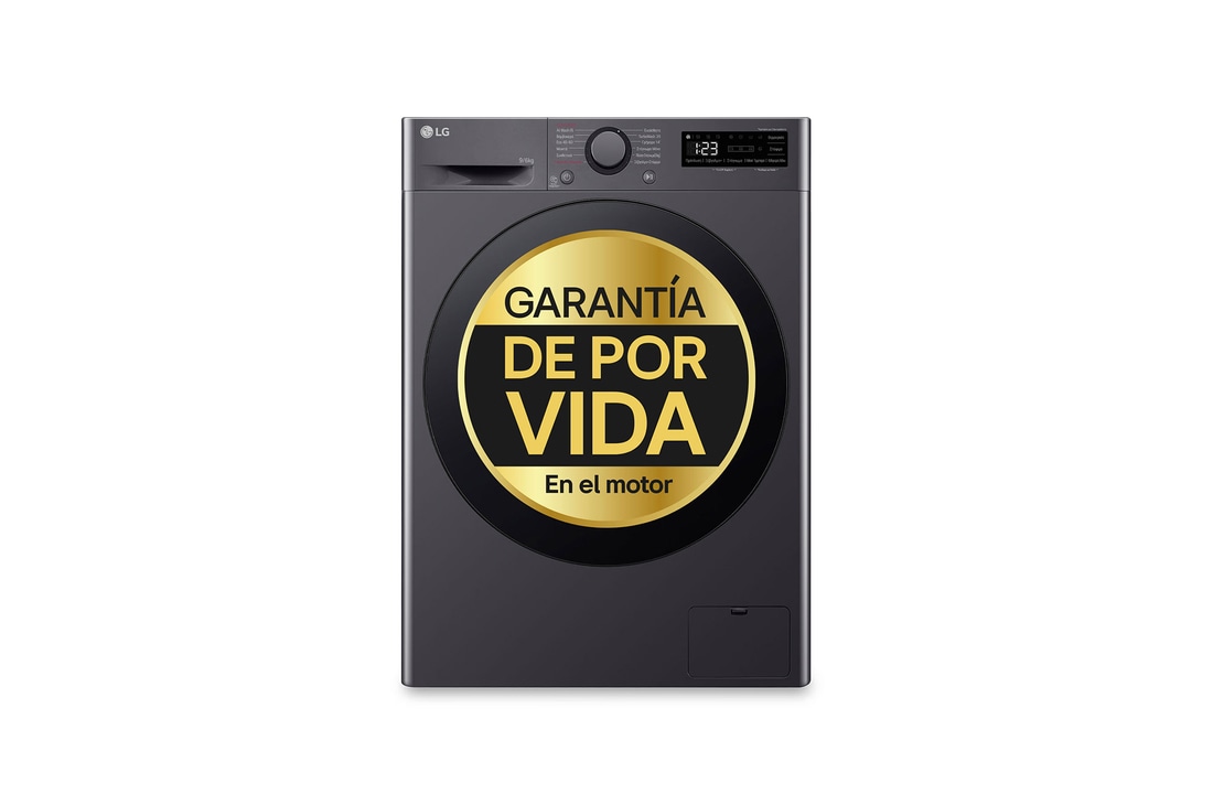 LG Lavasecadora inteligente AI Direct Drive<sup>TM</sup>, Turbowash 360º, 9/6kg, 1400rpm, Un 10% más eficiente que  A(lavado) / D(secado) Negro medio, Serie 600, F4DR6009AGM