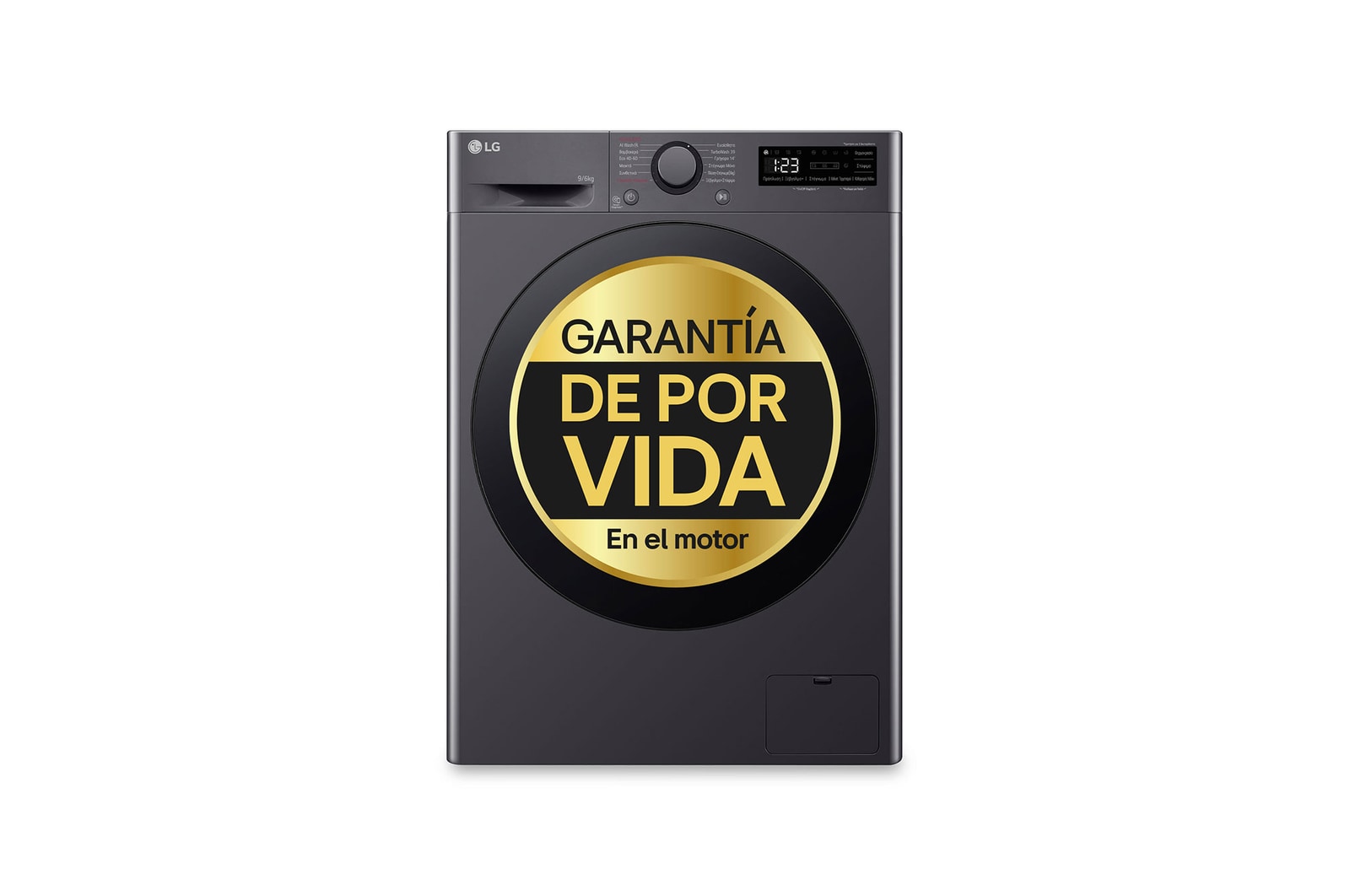 LG Lavasecadora inteligente AI Direct Drive<sup>TM</sup>, Turbowash 360º, 9/6kg, 1400rpm, Un 10% más eficiente que  A(lavado) / D(secado) Negro medio, Serie 600, F4DR6009AGM