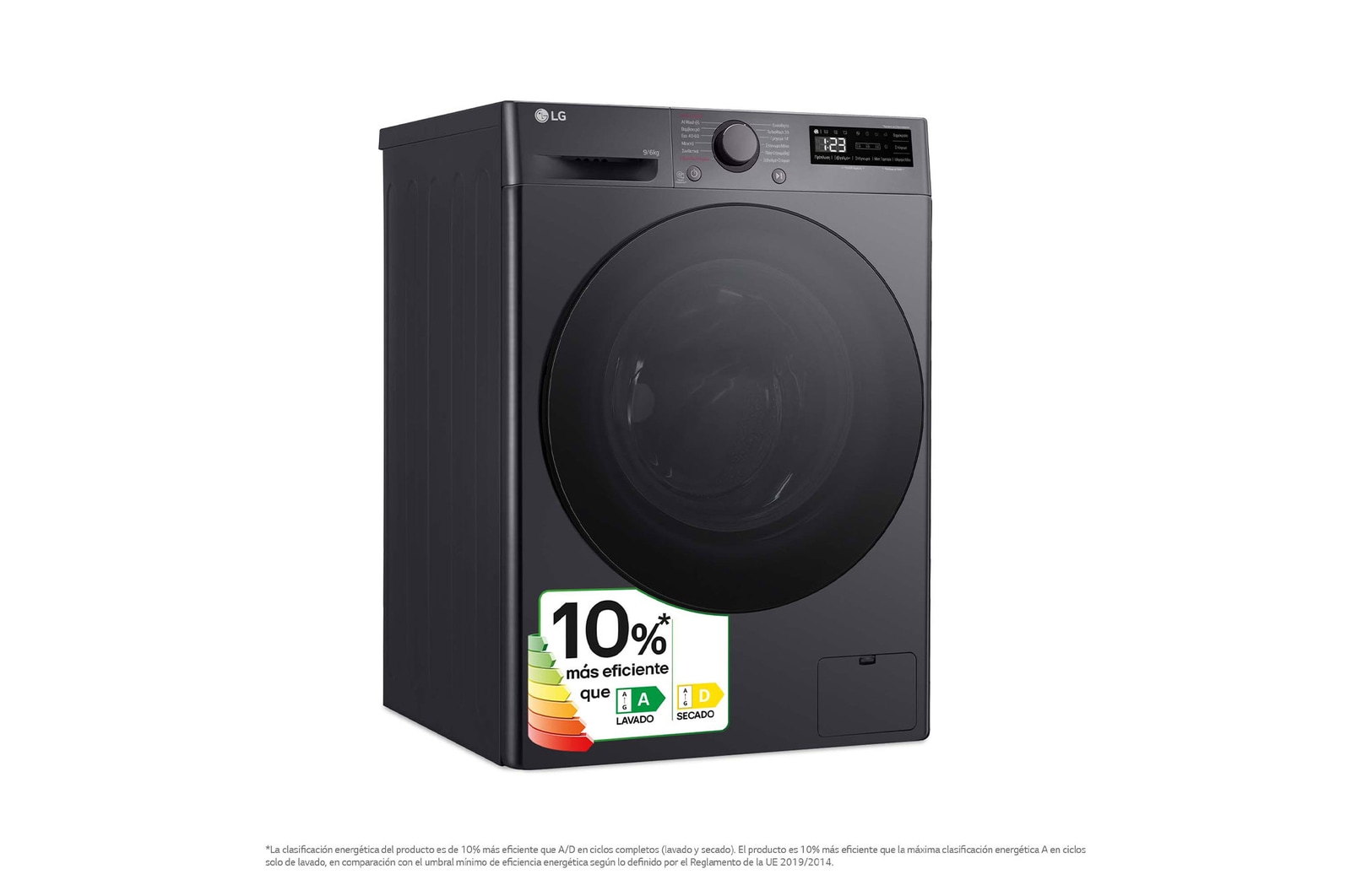 LG Lavasecadora inteligente AI Direct Drive<sup>TM</sup>, Turbowash 360º, 9/6kg, 1400rpm, Un 10% más eficiente que  A(lavado) / D(secado) Negro medio, Serie 600, F4DR6009AGM