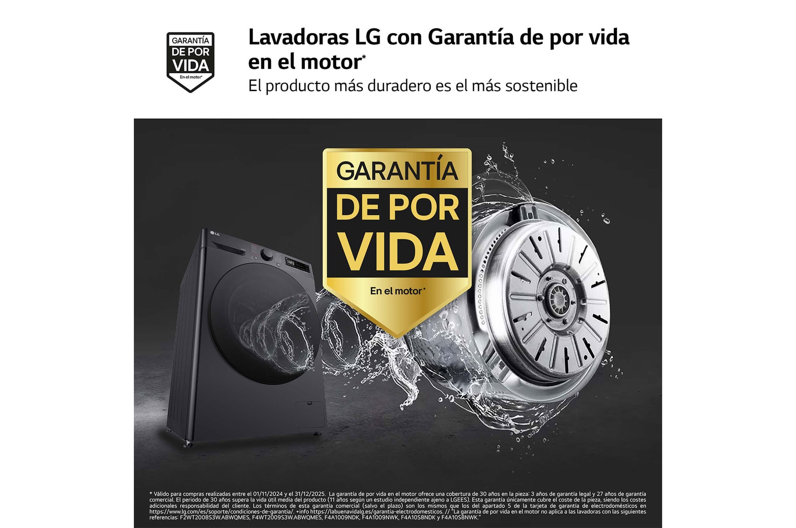 LG Lavasecadora inteligente AI Direct Drive<sup>TM</sup>, Turbowash 360º, 9/6kg, 1400rpm, Un 10% más eficiente que  A(lavado) / D(secado) Negro medio, Serie 600, F4DR6009AGM