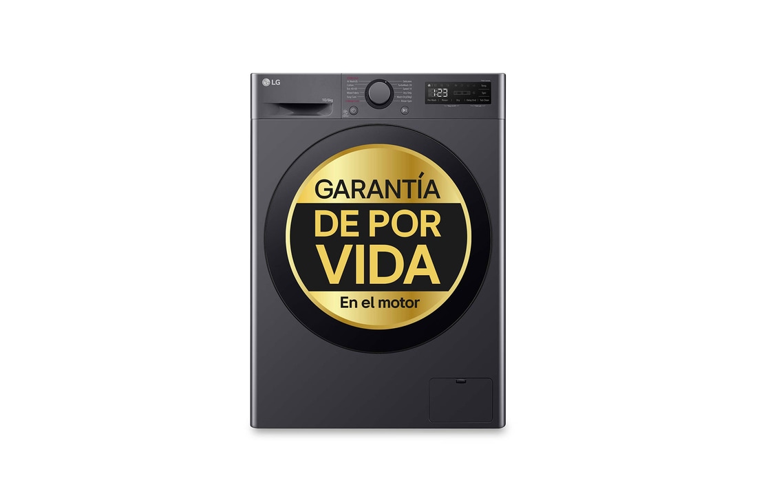 LG Lavasecadora inteligente AI Direct Drive TM, Turbowash 360º, 10/6kg, 1400rpm, Un 10% más eficiente que  A(lavado) / D(secado) Negro medio, Serie 600, F4DR6010AGM