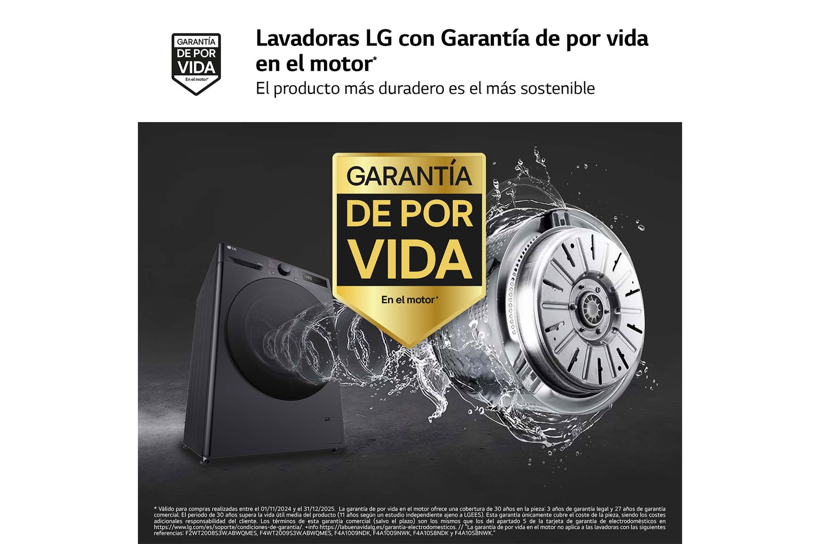 LG Lavasecadora inteligente AI Direct Drive TM, Turbowash 360º, 10/6kg, 1400rpm, Un 10% más eficiente que  A(lavado) / D(secado) Negro medio, Serie 600, F4DR6010AGM