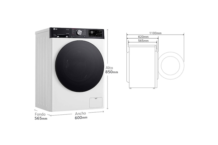 LG Lavasecadora inteligente AI Direct Drive<sup>TM</sup>, Turbowash 360º, Autodosificación 11/6kg, 1400rpm,  Un 10% más eficiente que  A(lavado) /D(secado) Blanca, Serie 750, F4DR7511AGW