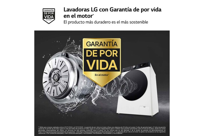 LG Lavasecadora inteligente AI Direct Drive<sup>TM</sup>, Turbowash 360º, Autodosificación 11/6kg, 1400rpm,  Un 10% más eficiente que  A(lavado) /D(secado) Blanca, Serie 750, F4DR7511AGW