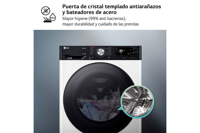 LG Lavasecadora inteligente AI Direct Drive<sup>TM</sup>, Turbowash 360º, Autodosificación 11/6kg, 1400rpm,  Un 10% más eficiente que  A(lavado) /D(secado) Blanca, Serie 750, F4DR7511AGW