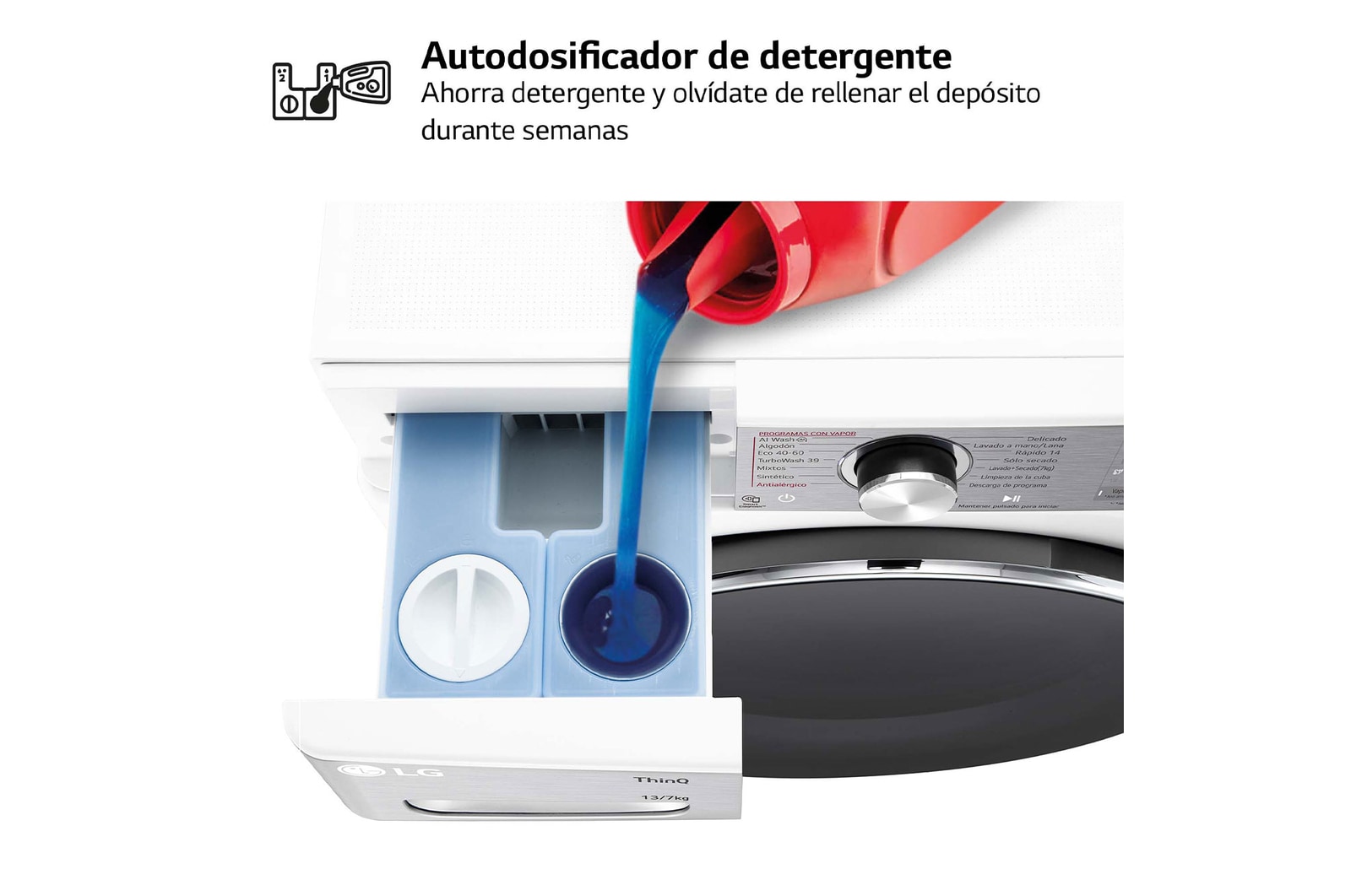 LG Outlet Lavasecadora inteligente AI Direct Drive™, Turbowash 360º, Autodosificación 13/7kg, 1400rpm, Un 10% más eficiente que A(lavado) /D(secado) Blanca, Serie 950, F4DR9513A2W.OUTLET