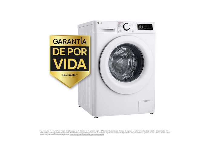 LG Lavadora inteligente AI Direct Drive,  Vapor,  9kg ,  1400rpm Un 10% más eficiente que A, Serie 500, F4WR5009A3W