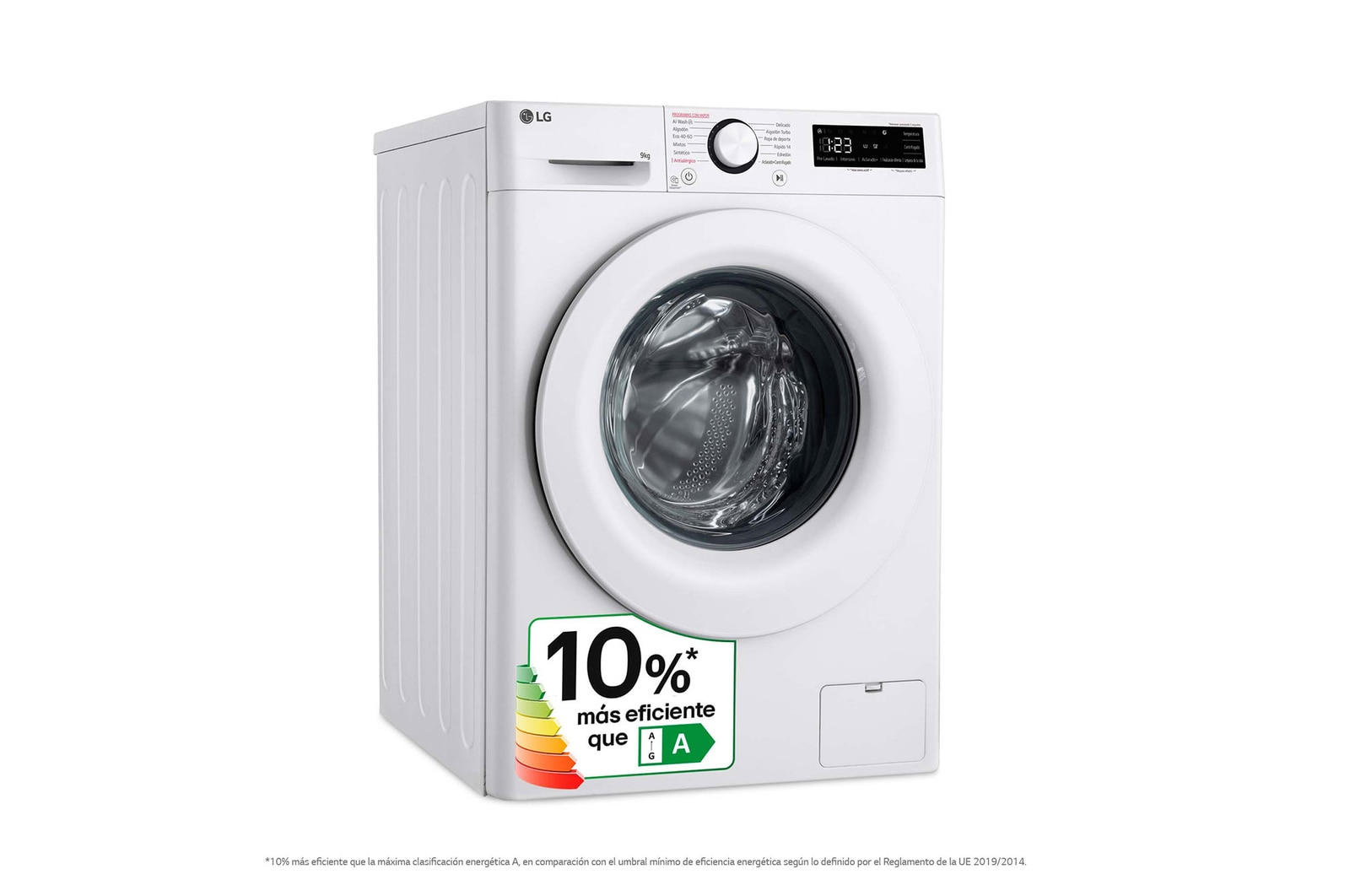 LG Outlet Lavadora inteligente AI Direct Drive, Vapor, 9kg , 1400rpm Un 10% más eficiente que A, Serie 500, F4WR5009A3W.OBSEXC