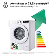 LG Outlet Lavadora inteligente AI Direct Drive, Vapor, 9kg , 1400rpm Un 10% más eficiente que A, Serie 500, F4WR5009A3W.OBSEXC
