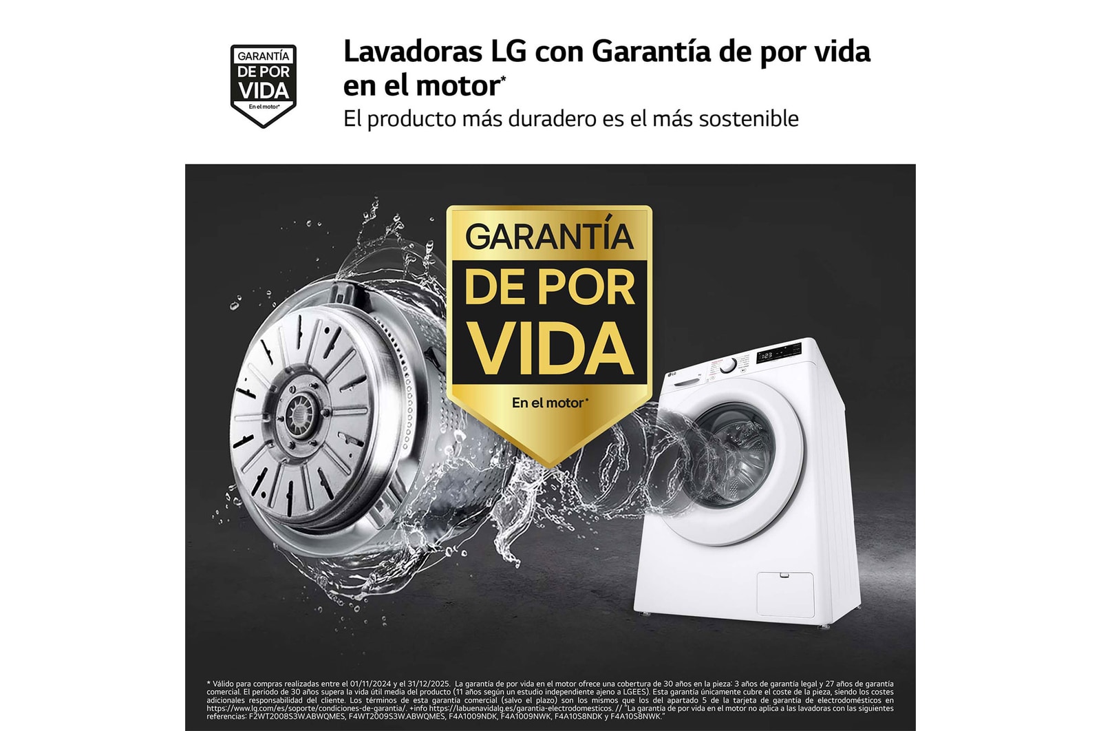 LG Outlet Lavadora inteligente AI Direct Drive, Vapor, 9kg , 1400rpm Un 10% más eficiente que A, Serie 500, F4WR5009A3W.OBSEXC