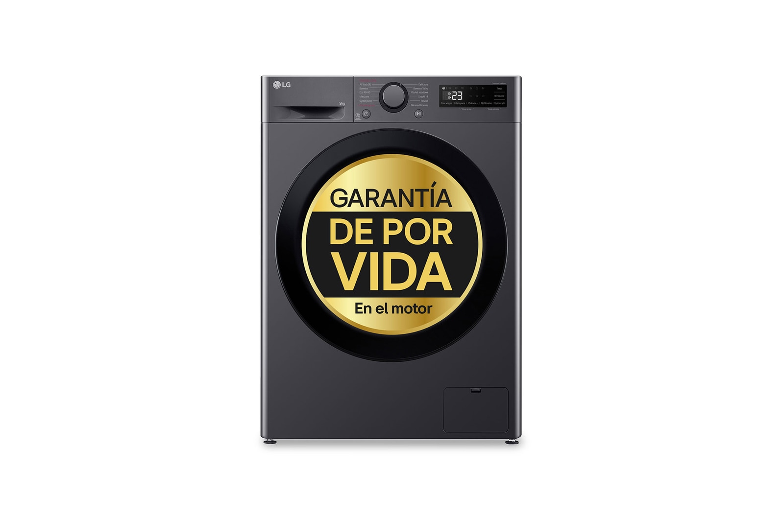LG Lavadora inteligente AI Direct Drive, Vapor, 9kg , 1400rpm Un 10% más eficiente que A, Serie 500, F4WR5009A6M.OUTLET