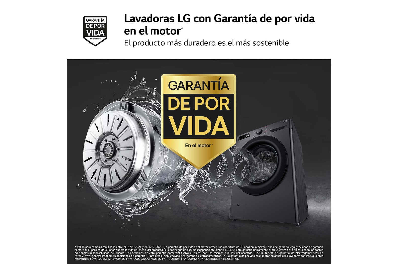 LG Lavadora inteligente AI Direct Drive, Vapor, 9kg , 1400rpm Un 10% más eficiente que A, Serie 500, F4WR5009A6M.OUTLET