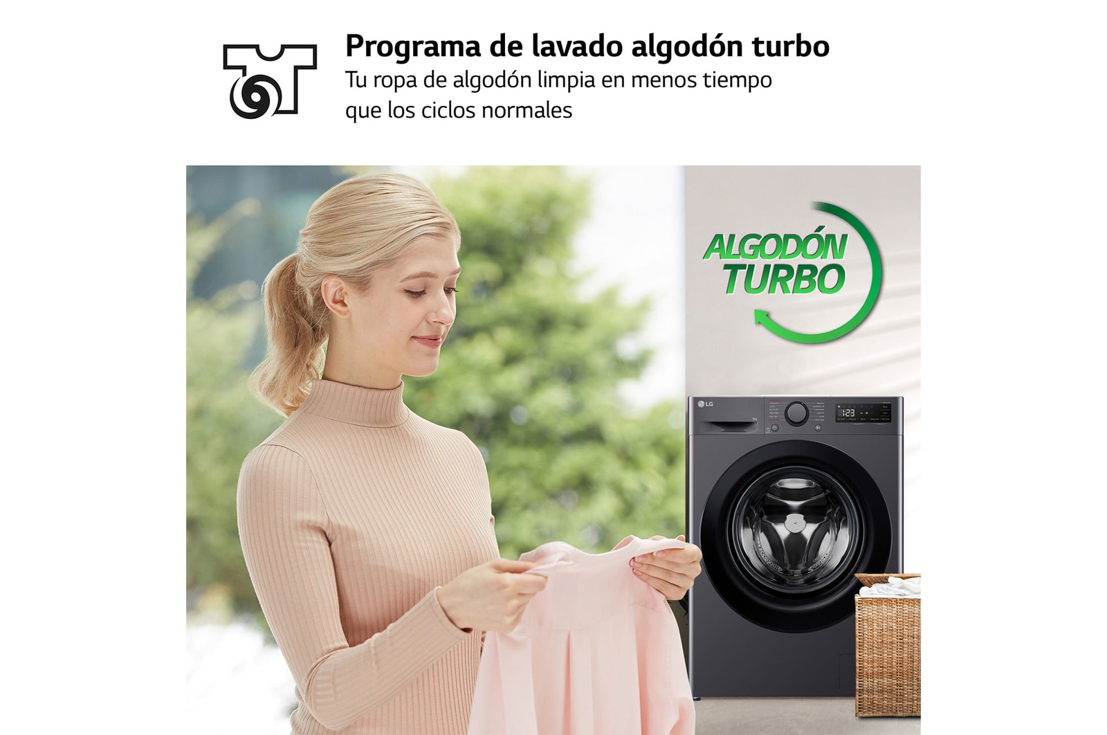 LG Lavadora inteligente AI Direct Drive, Vapor, 9kg , 1400rpm Un 10% más eficiente que A, Serie 500, F4WR5009A6M.OUTLET