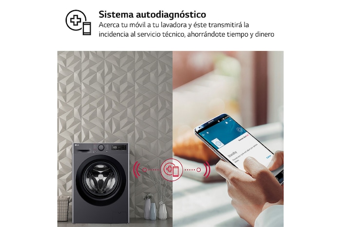 LG Lavadora inteligente AI Direct Drive, Vapor, 9kg , 1400rpm Un 10% más eficiente que A, Serie 500, F4WR5009A6M.OUTLET
