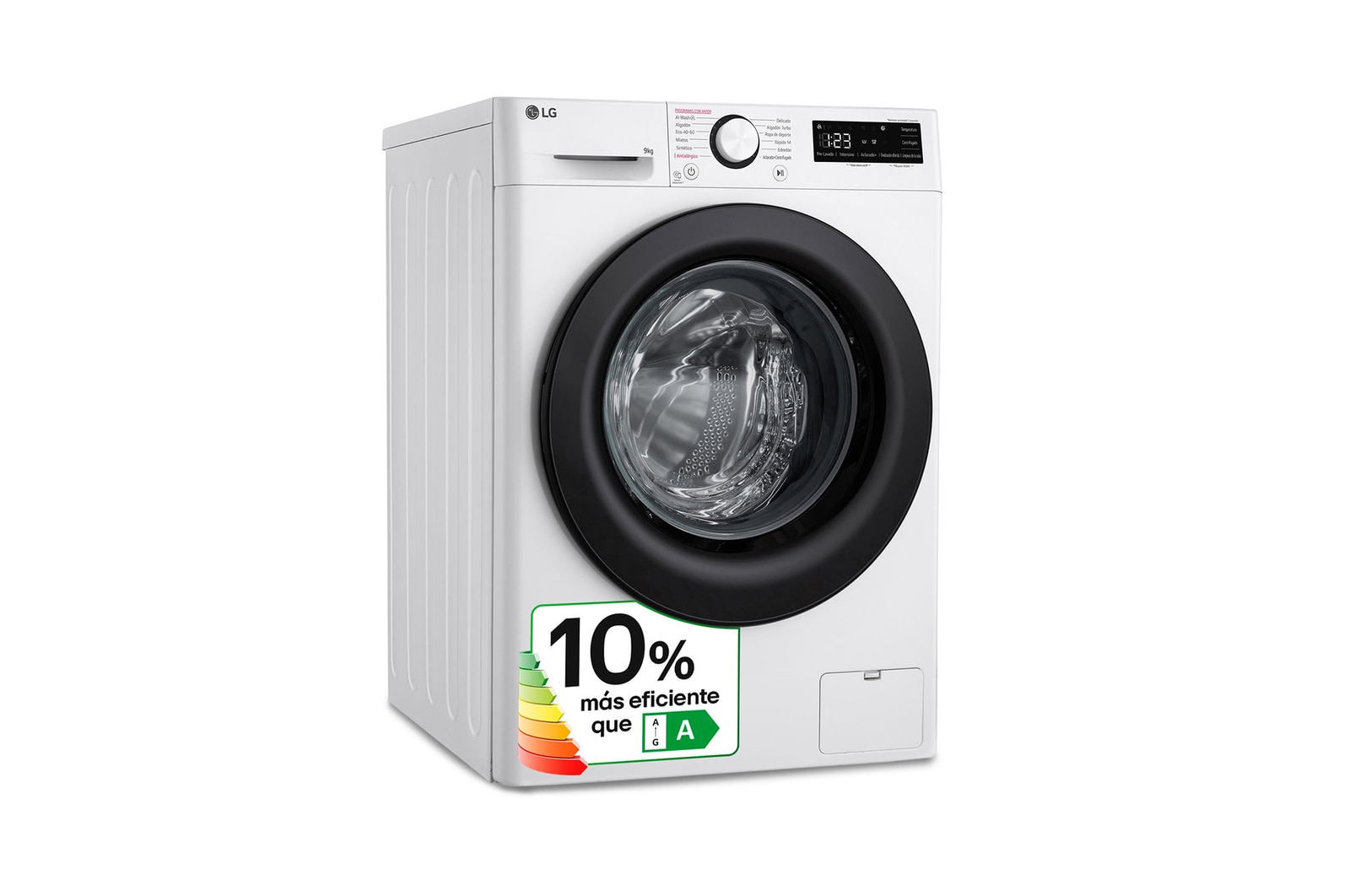 LG Lavadora inteligente AI Direct Drive, Vapor, 9kg , 1400rpm Un 10% más eficiente que A, Serie 500, F4WR5009A6W.OBSEXC