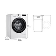 LG Lavadora inteligente AI Direct Drive, Vapor, 9kg , 1400rpm Un 10% más eficiente que A, Serie 500, F4WR5009A6W.OBSEXC