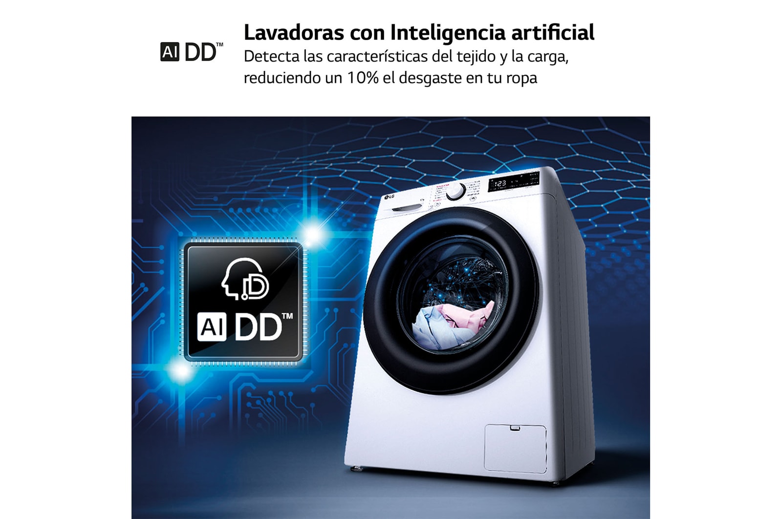 LG Lavadora inteligente AI Direct Drive, Vapor, 9kg , 1400rpm Un 10% más eficiente que A, Serie 500, F4WR5009A6W.OBSEXC