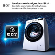 LG Lavadora inteligente AI Direct Drive, Vapor, 9kg , 1400rpm Un 10% más eficiente que A, Serie 500, F4WR5009A6W.OBSEXC